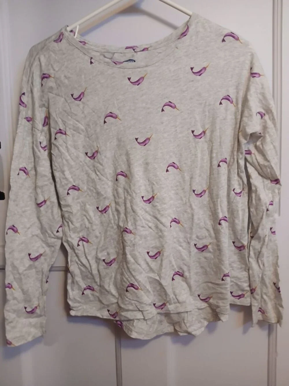 Old Navy XL (14) Girls Long Sleeve Grey and Purple Shirt
